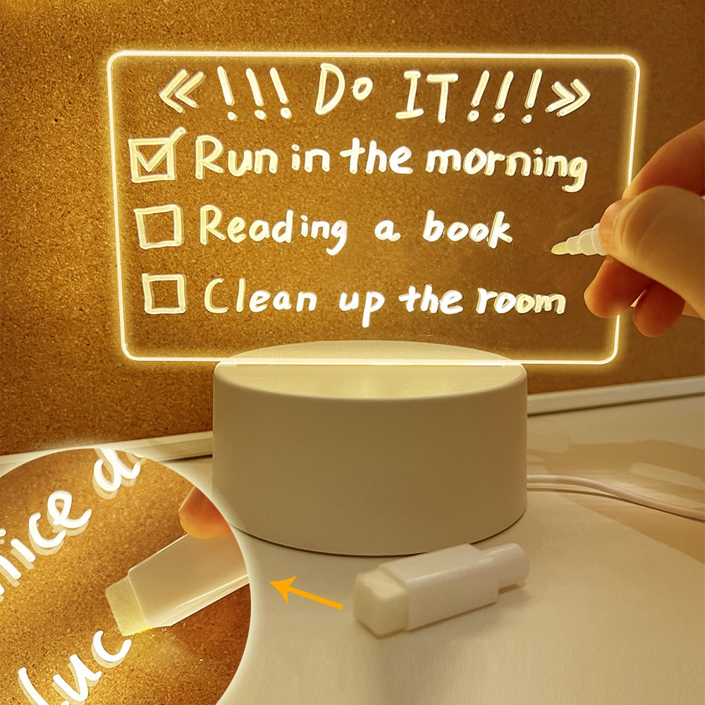 Notitie Led Lamp. Elke dag een reminder of leuke boodschap.